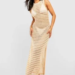 Petite - Robe De Plage Longue Recyclée En Crochet -Pas Cher Vêtue Diva Magasin gzz05822 stone xl 2