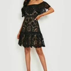 Tall - Robe Courte En Dentelle à Volants -Pas Cher Vêtue Diva Magasin gzz06127 black xl 2