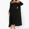 Maternité - Ensemble Avec Robe Froncée Et Pardessus Long -Pas Cher Vêtue Diva Magasin gzz06164 black xl