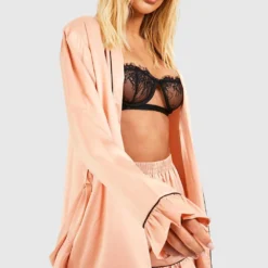 Robe De Chambre Premium Recyclée à Broderie Bridesmaid -Pas Cher Vêtue Diva Magasin gzz06656 rose20gold xl 3