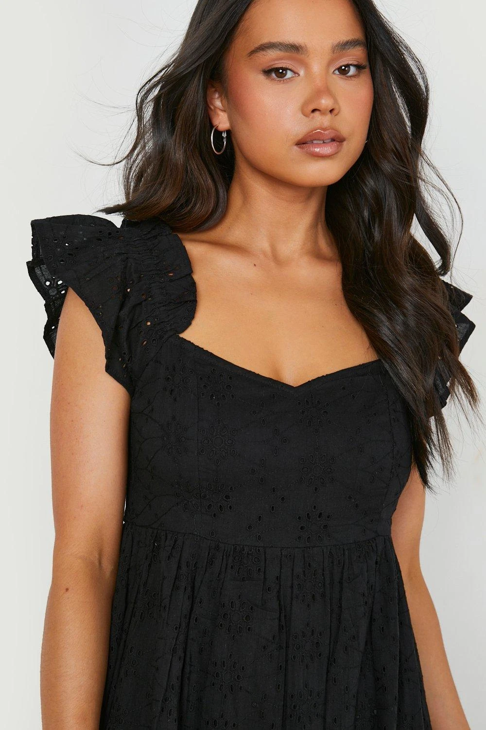 Petite - Robe Mi-longue En Broderie Anglaise à Col Bateau Et Manches Bouffantes 6 Petite - Robe Mi-longue En Broderie Anglaise à Col Bateau Et Manches Bouffantes – Image 4