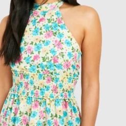 Petite - Robe Longue Fleurie Froncée -Pas Cher Vêtue Diva Magasin gzz07832 lime xl 3 scaled