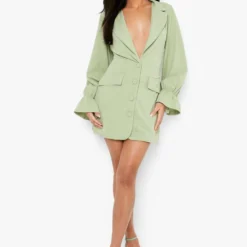 Petite - Robe Blazer à Manches évasées -Pas Cher Vêtue Diva Magasin gzz08606 mint xl 2
