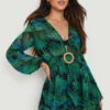 BOOHOO Robe De Plage à Décolleté Plongeant Et Imprimé Tropical