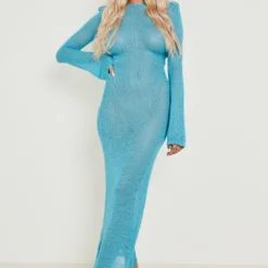 Robe De Plage Longue Semi-transparente à Dos Ouvert 8 Robe De Plage Longue Semi-transparente à Dos Ouvert -Pas Cher Vêtue Diva Magasin gzz09107 washed20blue xl 2