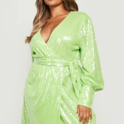 Grande Taille - Robe Portefeuille à Paillettes