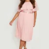 Grande Taille - Robe Mi-longue Effet Plissé - Mix & Match -Pas Cher Vêtue Diva Magasin gzz09413 blush xl