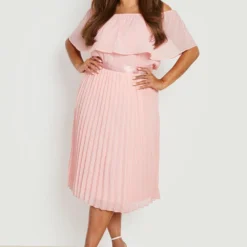 Grande Taille - Robe Mi-longue Effet Plissé - Mix & Match -Pas Cher Vêtue Diva Magasin gzz09413 blush xl 2
