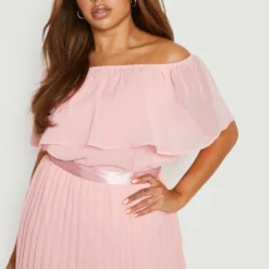Grande Taille - Robe Mi-longue Effet Plissé - Mix & Match -Pas Cher Vêtue Diva Magasin gzz09413 blush xl 3