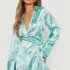 Robe Chemise Cache-cœur à Imprimé Cachemire -Pas Cher Vêtue Diva Magasin gzz09797 blue xl 2