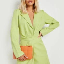 Robe Blazer Ajustée à Décolleté -Pas Cher Vêtue Diva Magasin gzz11436 lime xl 3