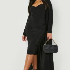 Grande Taille - Ensemble Avec Cardigan Long Et Robe Bustier Mi-longue