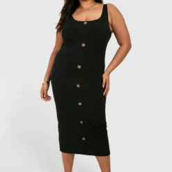 Grande Taille - Ensemble Avec Robe Mi-longue Boutonnée Et Pardessus -Pas Cher Vêtue Diva Magasin gzz12098 black xl 2 scaled