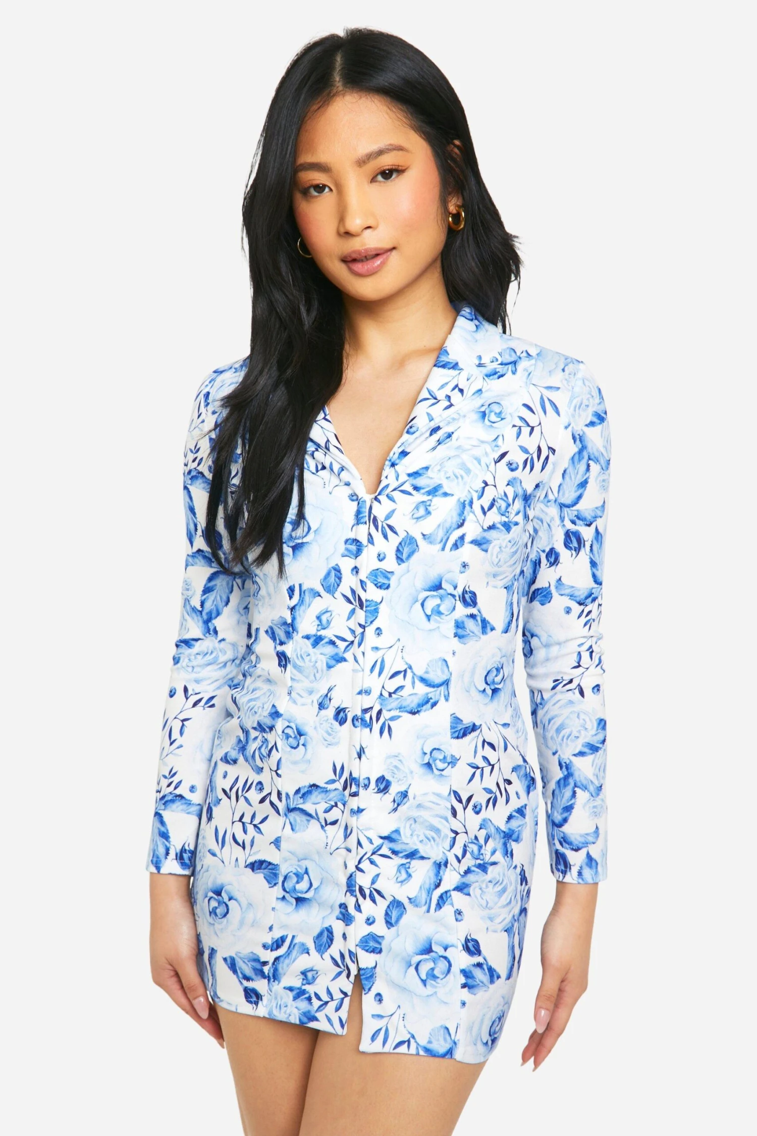 Petite - Robe Blazer à Imprimé Porcelaine 3 Petite - Robe Blazer à Imprimé Porcelaine