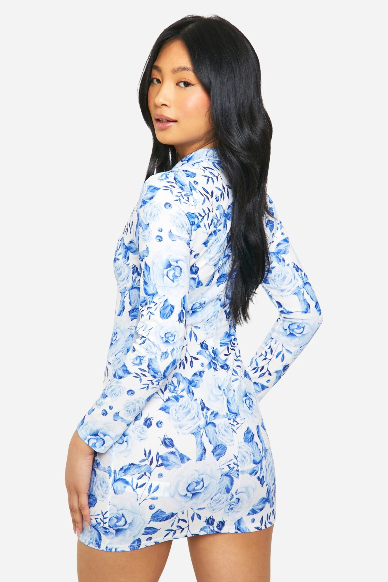 Petite - Robe Blazer à Imprimé Porcelaine 4 Petite - Robe Blazer à Imprimé Porcelaine – Image 2