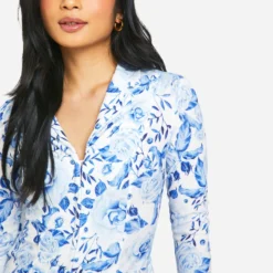 Petite - Robe Blazer à Imprimé Porcelaine 9 Petite - Robe Blazer à Imprimé Porcelaine -Pas Cher Vêtue Diva Magasin gzz12594 porcelain xl 3 scaled