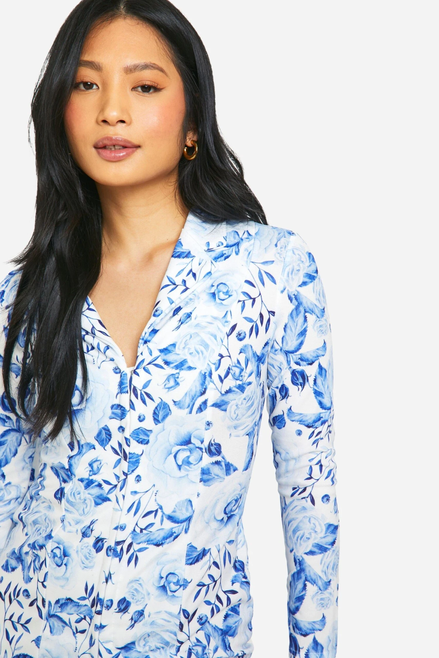 Petite - Robe Blazer à Imprimé Porcelaine 6 Petite - Robe Blazer à Imprimé Porcelaine – Image 4