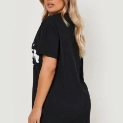 Grande Taille - Robe T-shirt Oversize à Slogan Brooklyn 7 Grande Taille - Robe T-shirt Oversize à Slogan Brooklyn -Pas Cher Vêtue Diva Magasin gzz12811 black xl 1