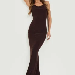 Robe Longue Effet Soyeux 8 Robe Longue Effet Soyeux -Pas Cher Vêtue Diva Magasin gzz13637 chocolate xl 2