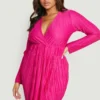 Grande Taille - Robe Cache-cœur Drapée -Pas Cher Vêtue Diva Magasin gzz14482 hot20pink xl