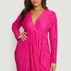 Grande Taille - Robe Cache-cœur Drapée -Pas Cher Vêtue Diva Magasin gzz14482 hot20pink xl 3