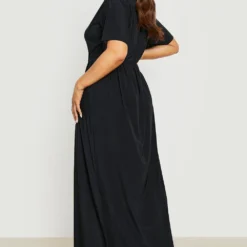 Grande Taille - Robe Portefeuille Soyeuse à Manches Larges 7 Grande Taille - Robe Portefeuille Soyeuse à Manches Larges -Pas Cher Vêtue Diva Magasin gzz14848 black xl 1
