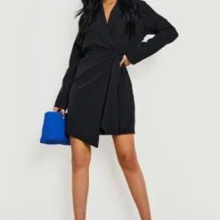 Tall - Robe Blazer Froncée à Attaches -Pas Cher Vêtue Diva Magasin gzz15086 black xl 2