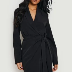 Tall - Robe Blazer Froncée à Attaches -Pas Cher Vêtue Diva Magasin gzz15086 black xl 3