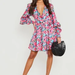 Robe Patineuse Imprimée à Volants