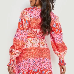 Grande Taille - Robe Portefeuille Imprimée 7 Grande Taille - Robe Portefeuille Imprimée -Pas Cher Vêtue Diva Magasin gzz15861 pink xl 1