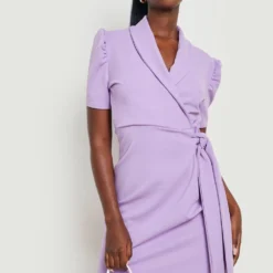 Robe Chemise à Ceinture Et Manches Bouffantes -Pas Cher Vêtue Diva Magasin gzz16363 lilac xl 3