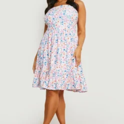 Grande Taille - Robe Droite à Broderies Fleuries