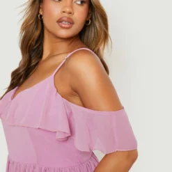 Grande Taille - Robe De Demoiselle D'honneur à épaules Dénudées -Pas Cher Vêtue Diva Magasin gzz17429 rose xl 2