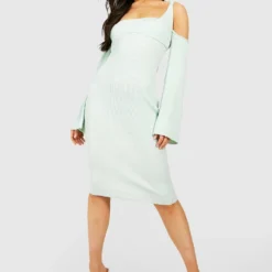 Ensemble Côtelé En Tissu Premium Avec Robe à épaules Dénudées Et Bralette