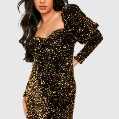 Maternité - Robe De Grossesse Pailletée à Manches Bouffantes -Pas Cher Vêtue Diva Magasin gzz17915 bronze xl 2 scaled