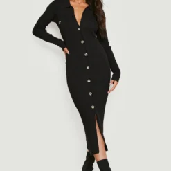 Petite - Robe Avec Fermeture à Boutons -Pas Cher Vêtue Diva Magasin gzz18620 black xl 2