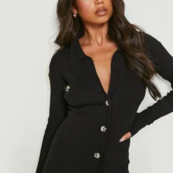 Petite - Robe Avec Fermeture à Boutons -Pas Cher Vêtue Diva Magasin gzz18620 black xl 3