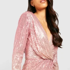 Tall - Robe Portefeuille Pailletée -Pas Cher Vêtue Diva Magasin gzz18888 blush xl 3