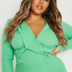 Grande Taille - Robe Blazer à Détails Croisés 9 Grande Taille - Robe Blazer à Détails Croisés -Pas Cher Vêtue Diva Magasin gzz19296 bright20green xl 3