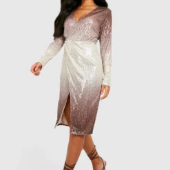 Petite - Robe Portefeuille Pailletée -Pas Cher Vêtue Diva Magasin gzz19341 chocolate xl 3 scaled