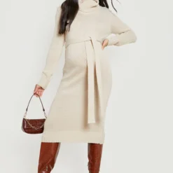 Maternité - Robe Pull De Grossesse à Col Bénitier