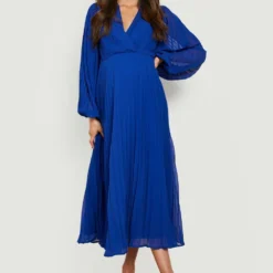 Maternité - Robe De Grossesse Portefeuille Plissée -Pas Cher Vêtue Diva Magasin gzz19976 cobalt xl 2