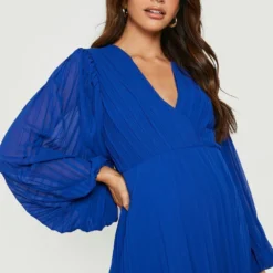 Maternité - Robe De Grossesse Portefeuille Plissée -Pas Cher Vêtue Diva Magasin gzz19976 cobalt xl 3