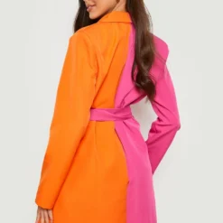 Robe Blazer Tissée à Nouer 7 Robe Blazer Tissée à Nouer -Pas Cher Vêtue Diva Magasin gzz20448 orange xl 1