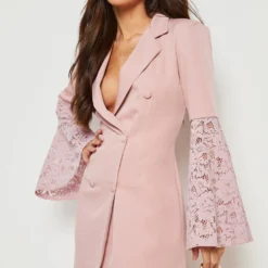 Robe Blazer En Dentelle à Manches Flare -Pas Cher Vêtue Diva Magasin gzz20548 blush xl 3