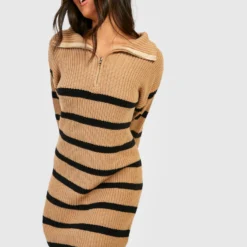 Petite - Robe Pull Zippée Rayée