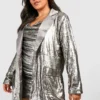 Grande Taille - Ensemble Pailleté Avec Blazer Et Robe Courte -Pas Cher Vêtue Diva Magasin gzz21002 silver xl