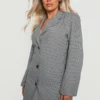 BOOHOO Grande Taille - Robe Blazer Premium à Imprimé Pied-de-poule -Pas Cher Vêtue Diva Magasin gzz21011 black xl scaled