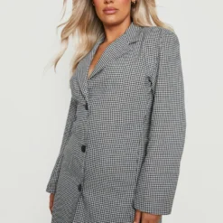 BOOHOO Grande Taille - Robe Blazer Premium à Imprimé Pied-de-poule