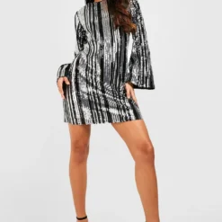 Tall - Robe Courte à Manches Courtes -Pas Cher Vêtue Diva Magasin gzz21742 silver xl 3